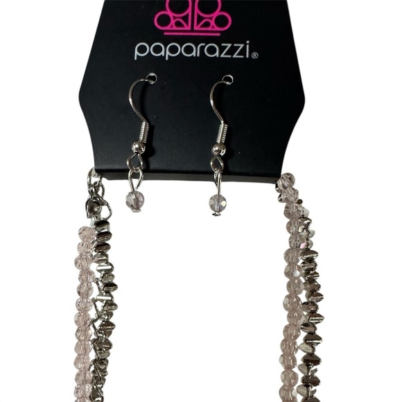 Paparazzi White-Collar Week - Pink with Earrings - Picture 4 of 6